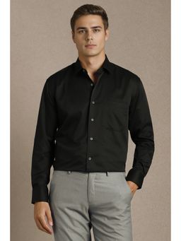 Louis Philippe - Men Black Solid Full Sleeves Formal Shirt