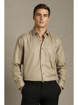 Louis Philippe - Men Beige Textured Full Sleeves Formal Shirt