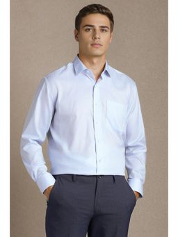 Louis Philippe - Men Light Blue Textured Full Sleeves Formal Shirt
