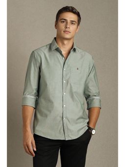Louis Philippe - Men Green Textured Full Sleeves Casual Shirt