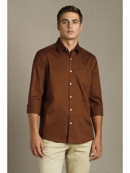 Louis Philippe - Men Brown Solid Full Sleeves Casual Shirt