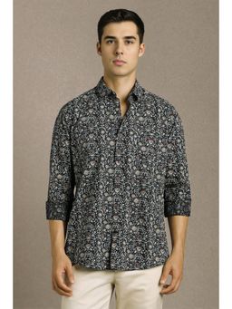 Louis Philippe - Men Black Printed Full Sleeves Casual Shirt