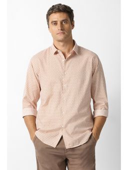 Van Heusen - Men Orange Printed Full Sleeves Party Shirt