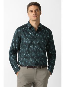 Van Heusen - Men Green Floral Print Full Sleeves Party Shirt