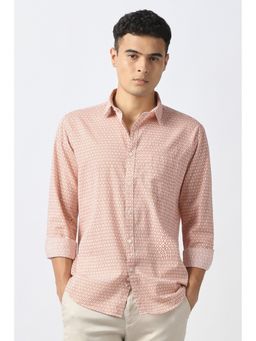 Van Heusen - Men Beige Printed Full Sleeves Party Shirt