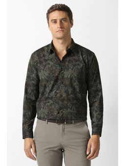 Van Heusen - Men Black Printed Full Sleeves Party Shirt