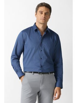 Van Heusen - Men Blue Textured Full Sleeves Shirt