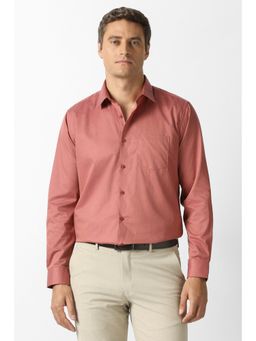 Van Heusen - Men Peach Textured Full Sleeves Shirt