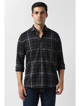 Van Heusen - Men Black Checks Full Sleeves Shirt