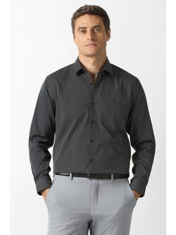 Van Heusen - Men Black Stripes Full Sleeves Shirt