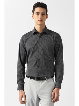 Van Heusen - Men Grey Stripes Full Sleeves Shirt