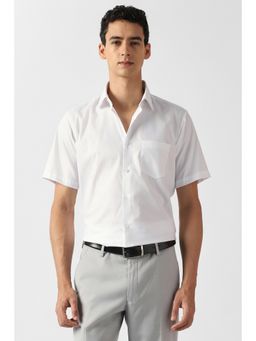 Van Heusen - Men White Solid Half Sleeves Shirt