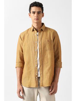 Van Heusen - Men Yellow Solid Full Sleeves Shirt