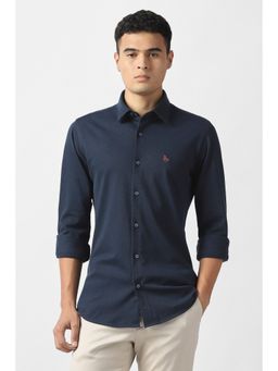Van Heusen - Men Navy Blue Solid Full Sleeves Shirt