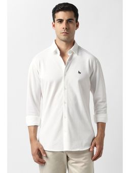 Van Heusen - Men White Solid Full Sleeves Shirt