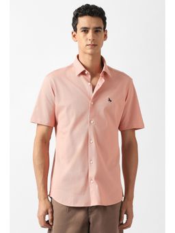 Van Heusen - Men Pink Solid Half Sleeves Shirt