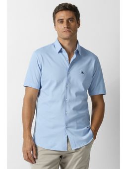 Van Heusen - Men Blue Solid Half Sleeves Shirt
