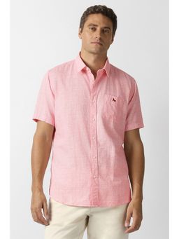 Van Heusen - Men Pink Checks Half Sleeves Shirt