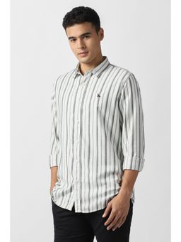 Van Heusen - Men White Stripes Full Sleeves Shirt