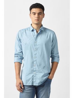 Van Heusen - Men Blue Printed Full Sleeves Shirt