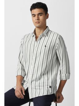Van Heusen - Men White Stripes Full Sleeves Shirt