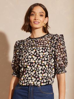 Love & Roses - Ruffle Jersey Short Sleeve Top