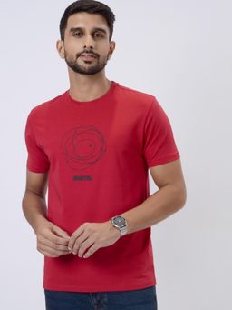 JadeBlue - Red 100% Cotton T-Shirt - Slim Fit