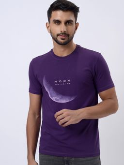 JadeBlue - Purple 100% Cotton T-Shirt Slim Fit