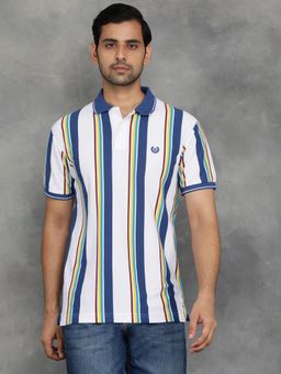 Greenfibre - Multicolour Cotton Blend Striped Polo T-Shirt with Half Sleeve