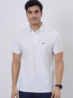 JadeBlue - White 100% Cotton Polo T-Shirt Slim Fit