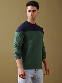 DILLINGER - Men Regular Fit Green Full Sleeve T-Shirt
