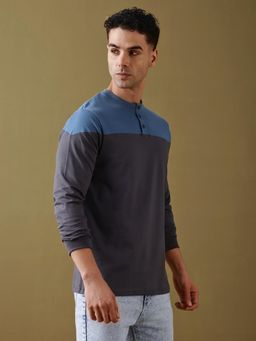 DILLINGER - Men Regular Teal Fit Full Sleeve T-Shirt