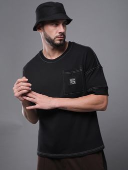 Difference of Opinion - Mens Oversized Drop Shoulder Pocket Black T-Shirt