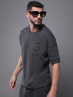 Difference of Opinion - Mens Oversized Drop Shoulder Pocket Grey T-Shirt