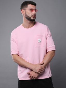 Difference of Opinion - Mens Oversized Drop Shoulder Pocket Light Pink T-Shirt