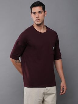 Difference of Opinion - Mens Oversized Drop Shoulder Pocket Maroon T-Shirt