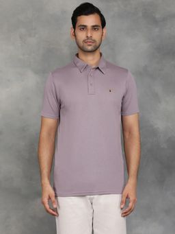 JadeBlue - Light Purple Viscose Solid Polo T-Shirt with Half Sleeve