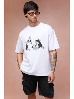 FREAKINS - Mens Two Cats Behind Me White T-Shirt