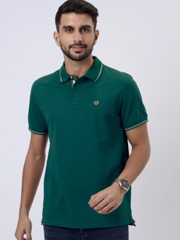 JadeBlue - Green 100% Cotton Polo T-Shirt Slim Fit