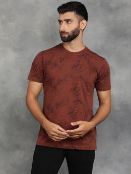 Greenfibre - Brown 100% Cotton Printed T-Shirt with Half Sleeve