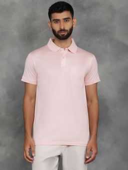 JadeBlue - Pink Premium Cotton Solid Polo T-Shirt with Half Sleeve