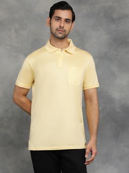 JadeBlue - Yellow Premium Cotton Solid Polo T-Shirt with Half Sleeve