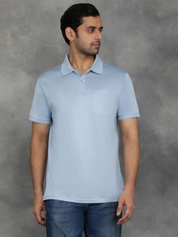JadeBlue - Blue Premium Cotton Solid Polo T-Shirt with Half Sleeve