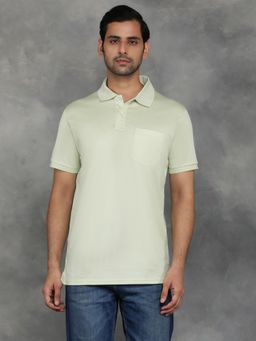 JadeBlue - Light Green Premium Cotton Solid Polo T-Shirt with Half Sleeve