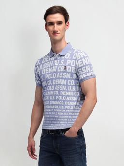 U.S. Polo Assn. Denim Co. - Mens Blue Typography Polo T-Shirt