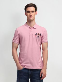 U.S. Polo Assn. Denim Co. - Mens Pink Solid/Plain Polo T-Shirt