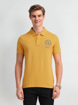 U.S. Polo Assn. Denim Co. - Mens Yellow Solid/Plain Polo T-Shirt
