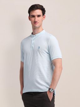 U.S. POLO ASSN. - Mens Blue Solid/Plain T-Shirt