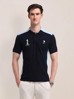 U.S. POLO ASSN. - Mens Navy Blue Solid Polo T-Shirt