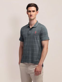 U.S. POLO ASSN. - Mens Grey Checks Polo T-Shirt